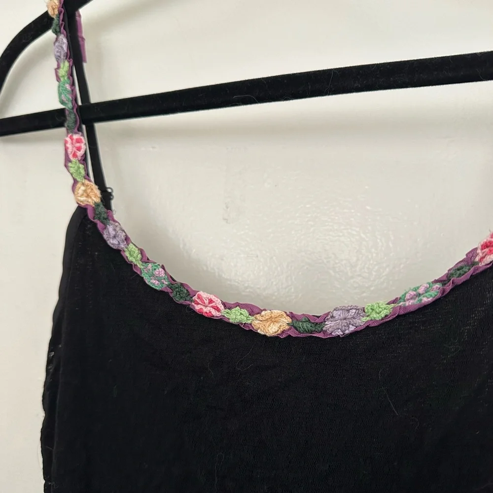 Betsey Johnson Black Dress with Floral Strap vintage - Picture 3 of 6